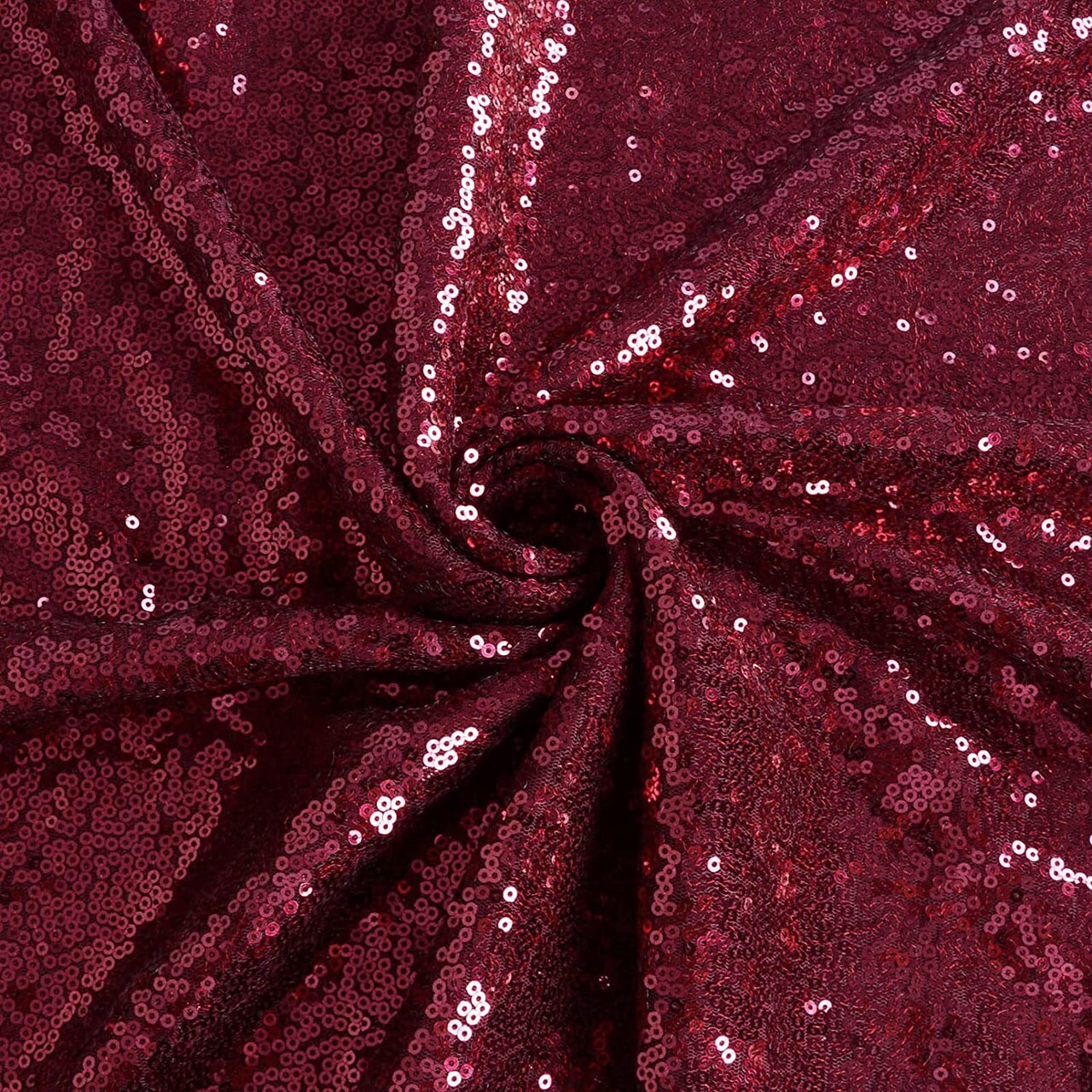 1 Yard Burgundy Glitter Embroidered Sequin Fabric 52" Width Polyester for DIY Sewing, Tablecloth & Decor